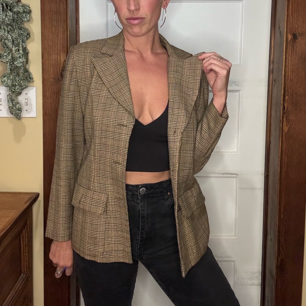 Vintage Dani Max Houndstooth Plaid Blazer